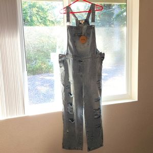 Light Wash Distressed Overalls by NanaMacs Size XL